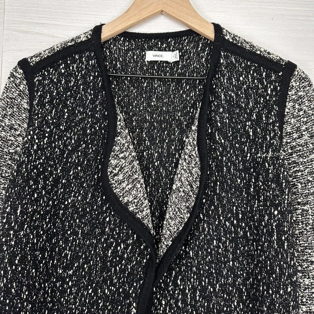 Vince Textured Drape Front Jacket Women‎ Small Black Gray Long Sleeves Career - Picture 3 of 15